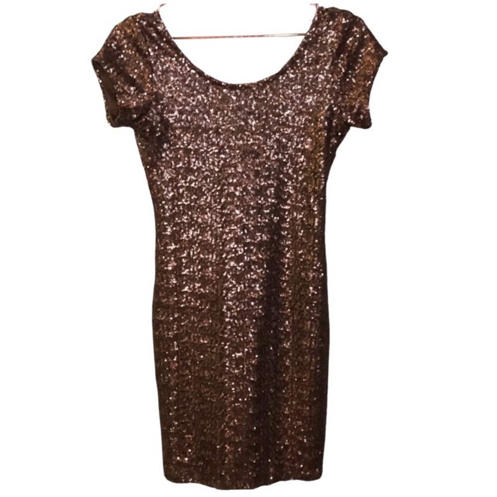 BACKSTAGE bronze sequin bodycon mini dress XS